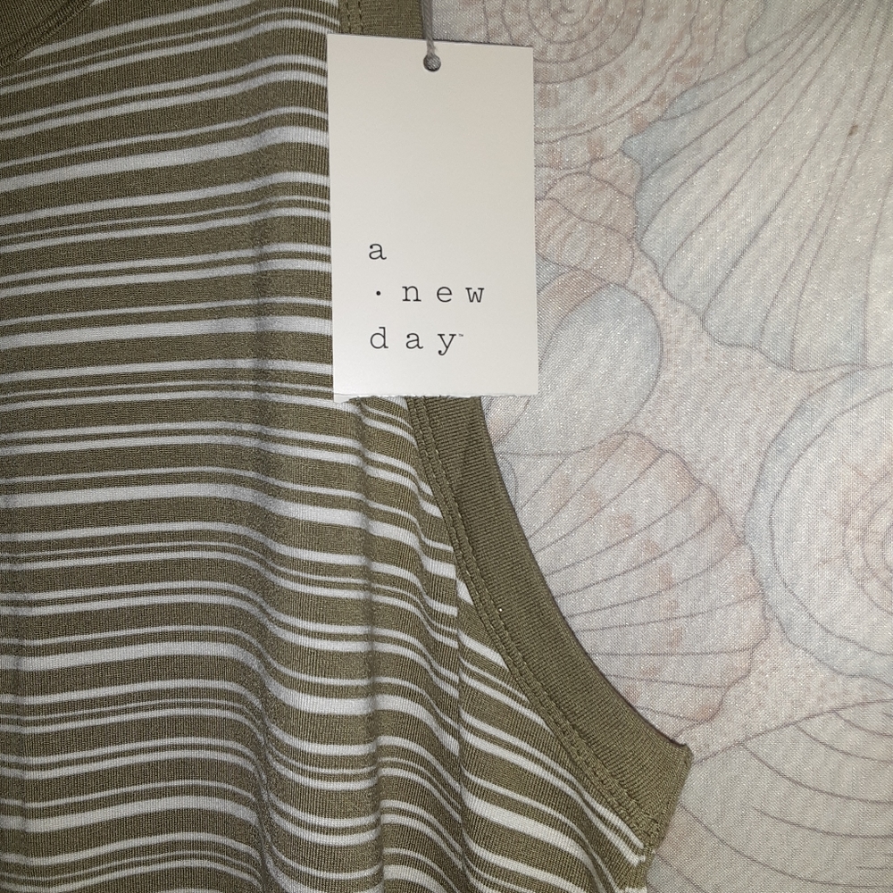 A New Day Green/White Stripe Tank Dress - Picture 3 of 8